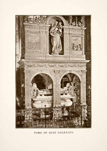 1906 Print Tomb Gian Galeazzo Certosa Pavia Milan Italy Sculpture XGFB6