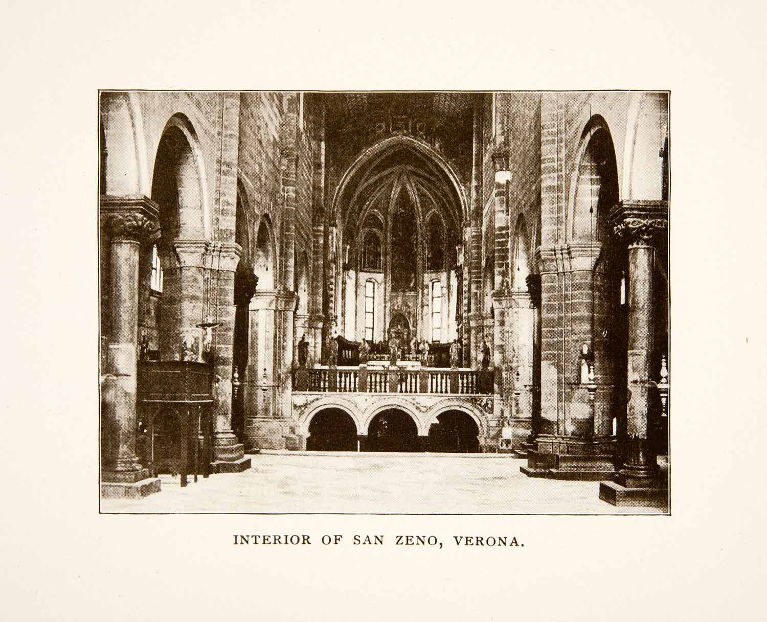 1906 Print Interior San Zeno Verona Italy Architecture Church Nave XGFB6