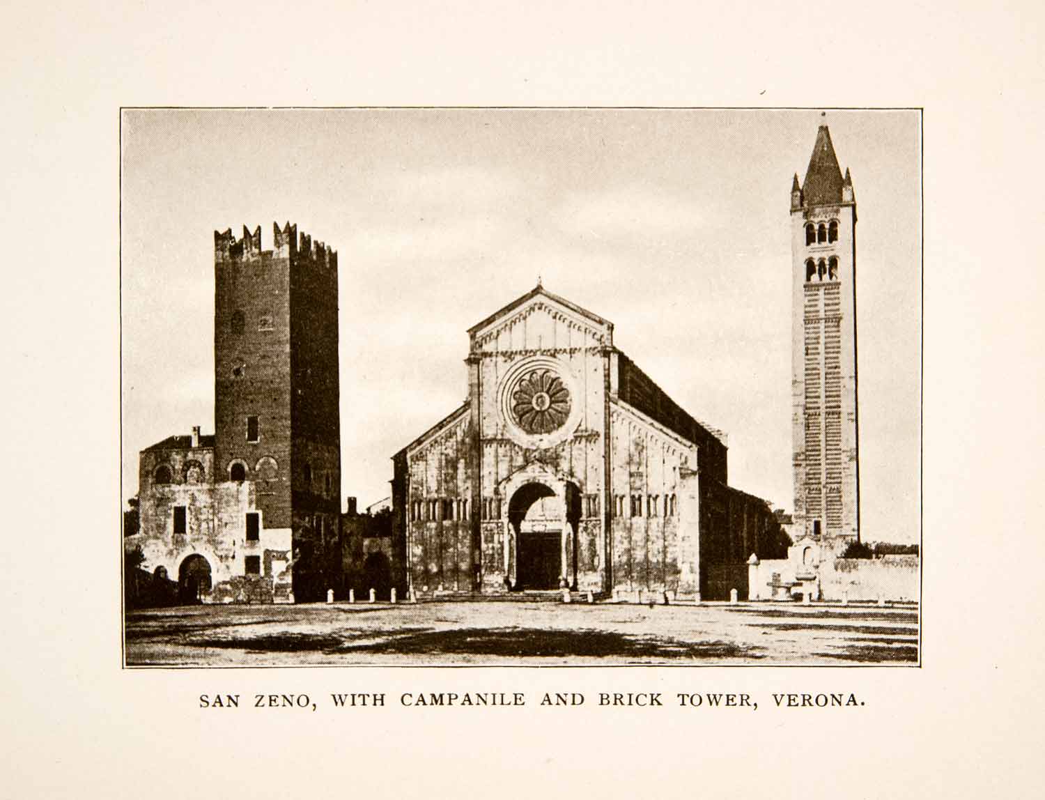 1906 Print Campanile Tower San Zeno Verona Italy Church Architecture XGFB6