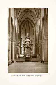 1906 Print Interior Nave San Petronio Bologna Italy Architecture Historic XGFB6