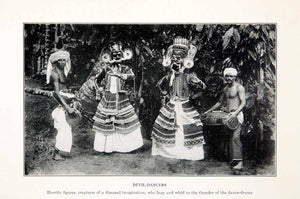 1929 Print Devil Dancer Nepal Costume Ceremony Portrait Drum Music XGFB7