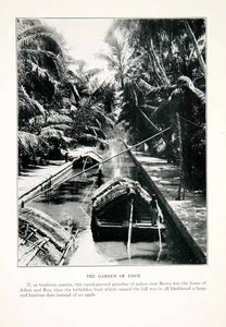 1929 Print Garden Eden Adam Eve Religion Jungle Forest River Landscape XGFB7