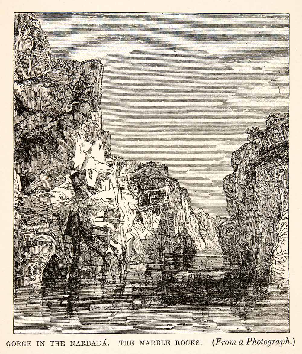 1920 Print Rewa Narmada Narbada River Gorge India Marble Rocks Ravine XGFC7