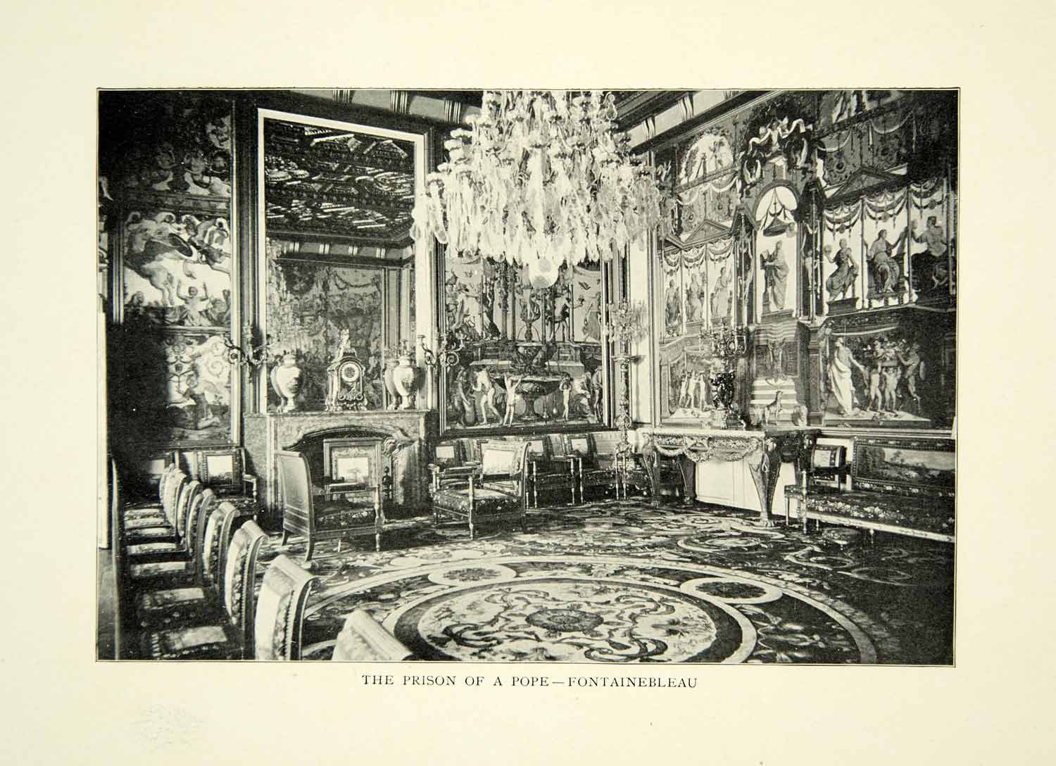 1903 Print Fontainebleau Chateau Interior Pope Pius VII Napoleon Bonaparte XGFD2