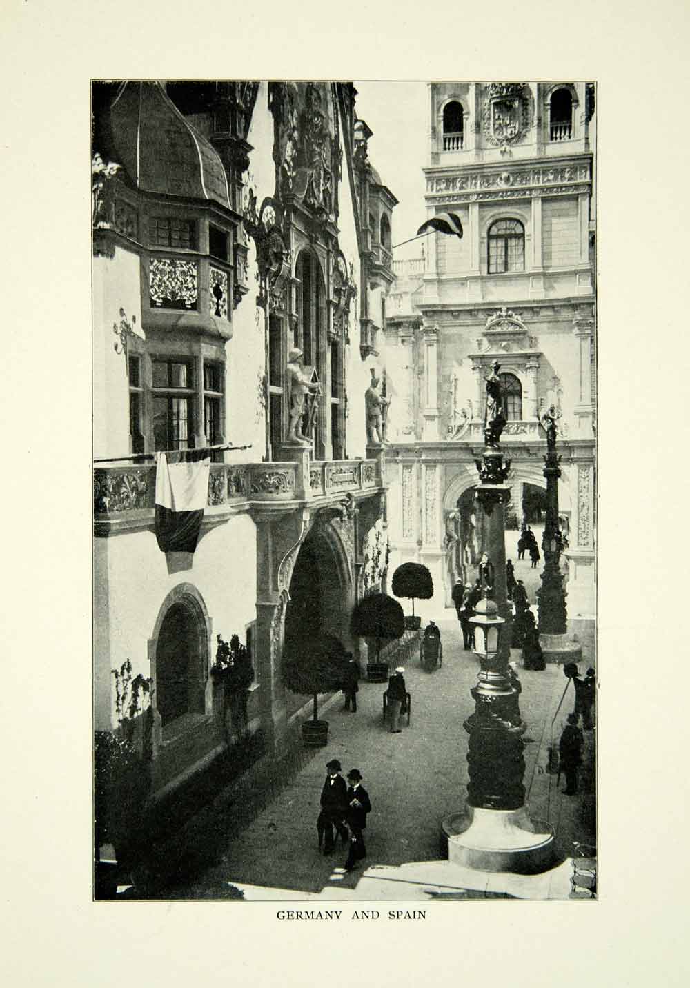 1903 Print German Spanish Building Architecture Paris Exposition Image XGFD2