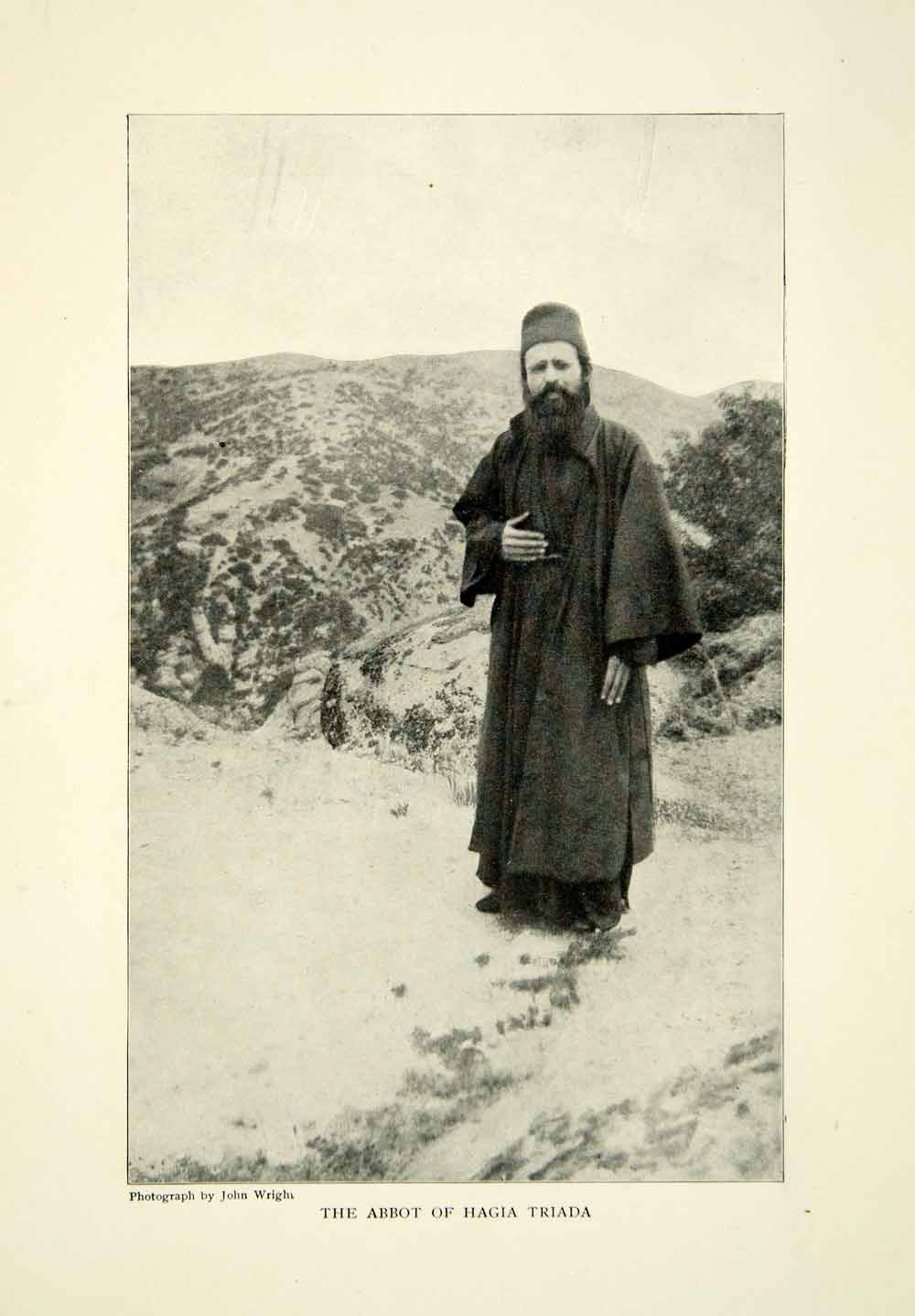 1903 Print Abbot Hagia Triada Thessaly Greece Religious Costume Historical XGFD2