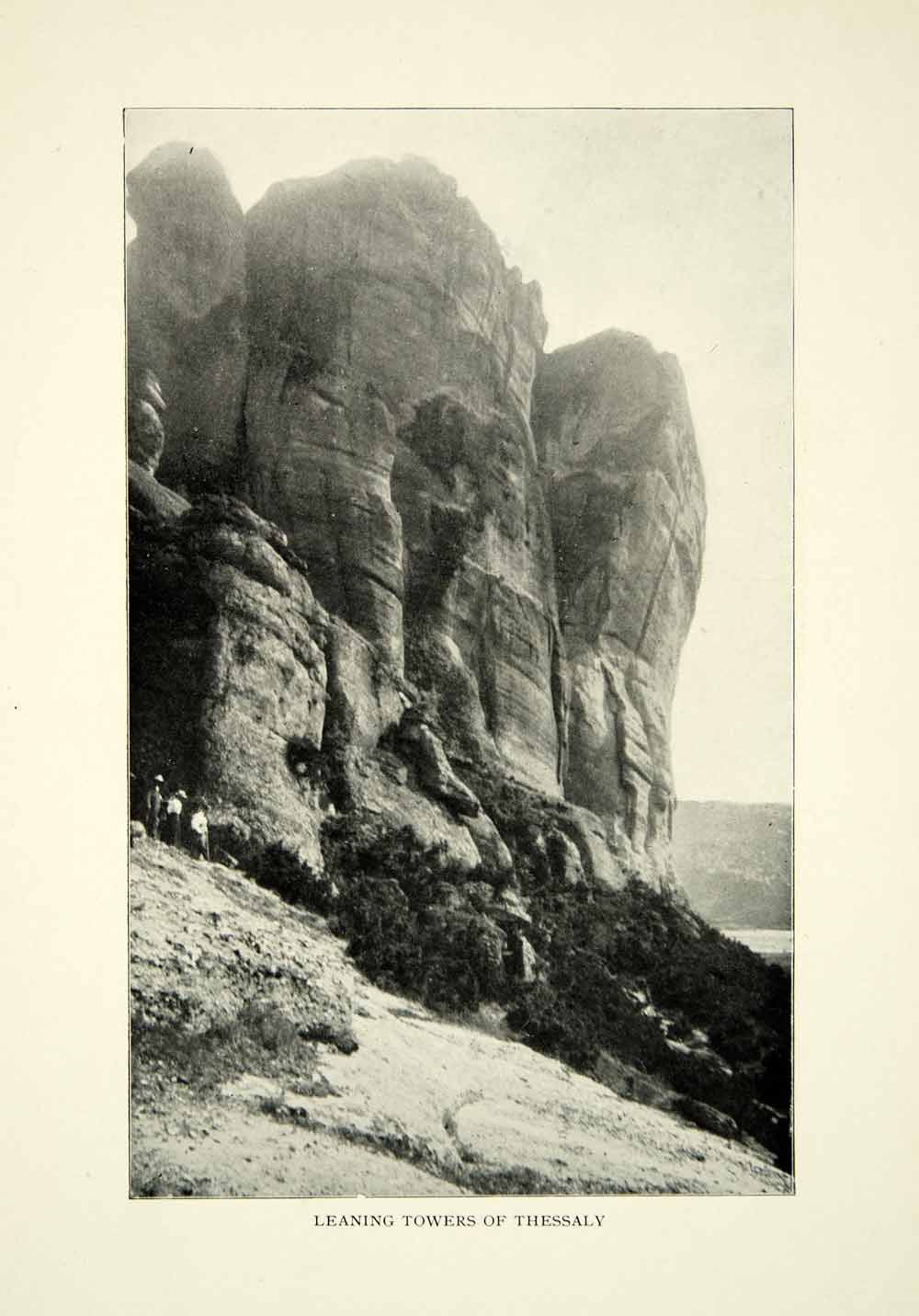 1903 Print Leaning Towers Cliffs Landscape Thessaly Greek Historical Image XGFD2