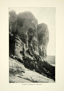 1903 Print Leaning Towers Cliffs Landscape Thessaly Greek Historical Image XGFD2