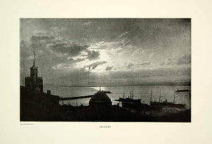 1903 Print Algiers Algeria Port City Sunset Cityscape Docks Historic Image XGFD2