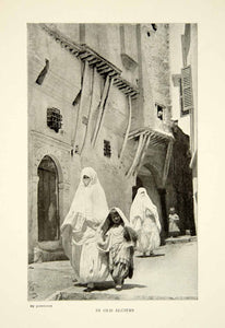 1903 Print Algiers Algeria Architecture Traditional Garb Historical Image XGFD2