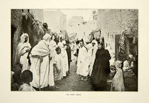 1903 Print Algeria Town Sidi Okba Crowd Traditional Dress Historical Image XGFD2