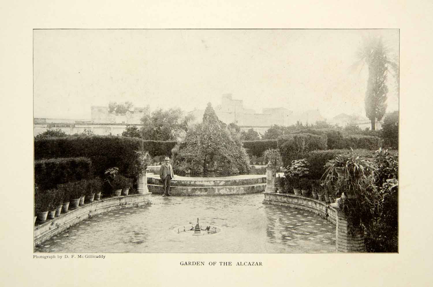 1903 Print Alcazar Fortress Garden Seville Spain Historical Image Plants XGFD2