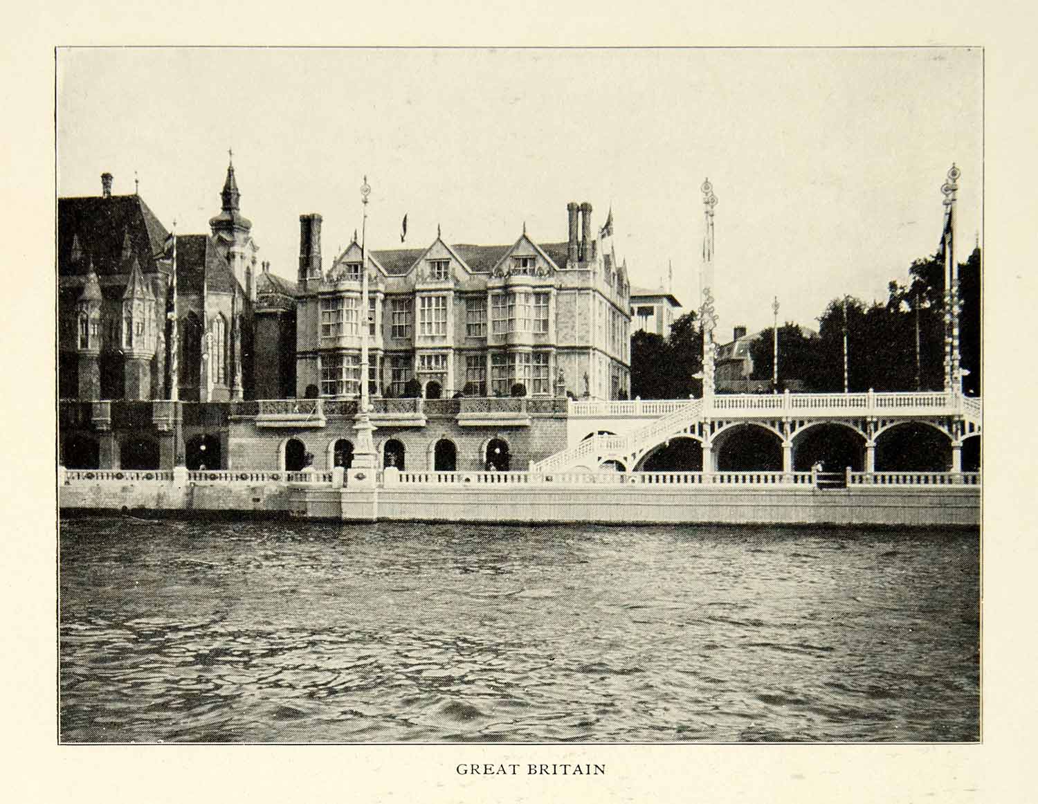 1903 Print Paris Exposition Great Britain Building Architecture Historical XGFD2