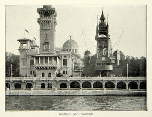 1903 Print Paris Exposition Monaco Sweden Building Architecture Historical XGFD2