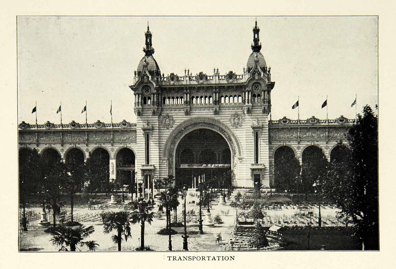 1903 Print Paris Exposition Transportation Building Architecture Historic XGFD2