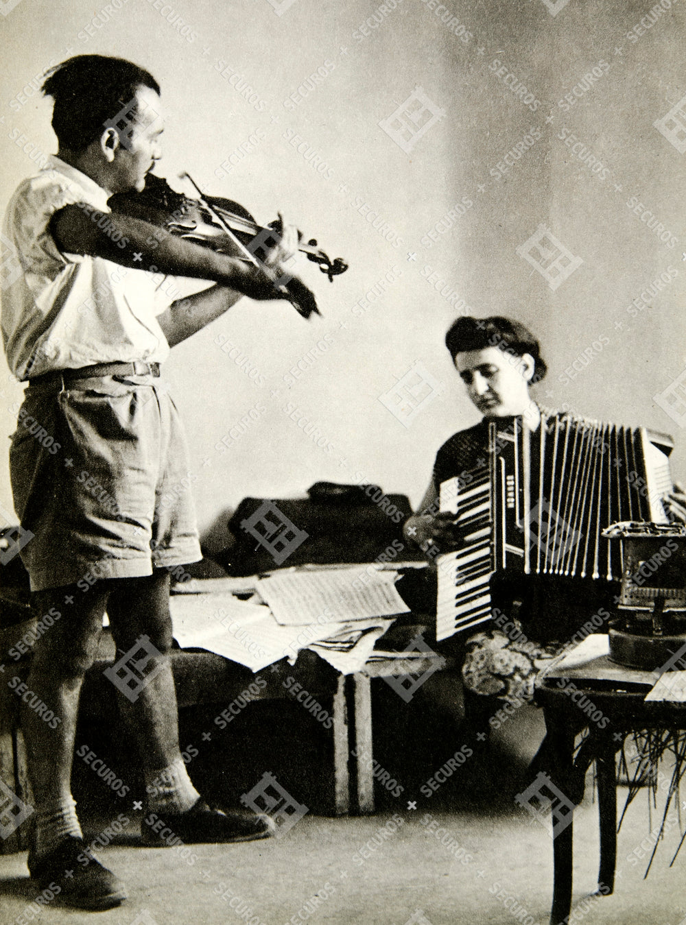 1950 Rotogravure Professor Music Conservatory Hungary Jazz Violin XGFD4