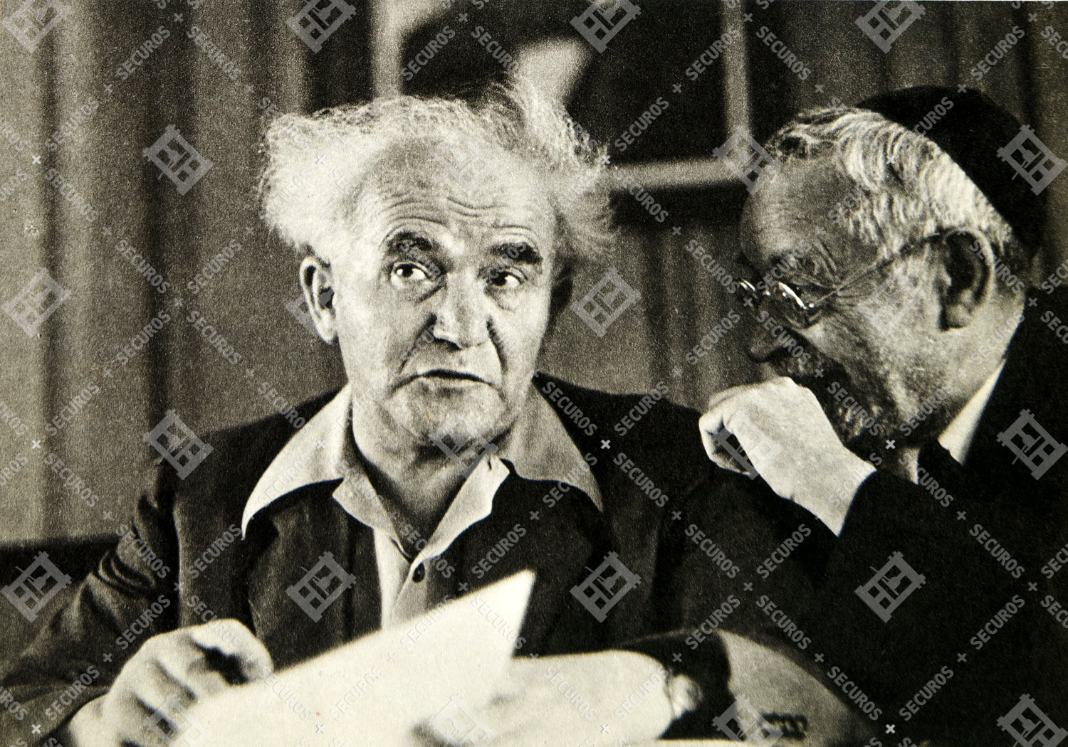 1950 Rotogravure Israel Prime Minister David Ben Gurion Rabbi Yehuda Leib XGFD4