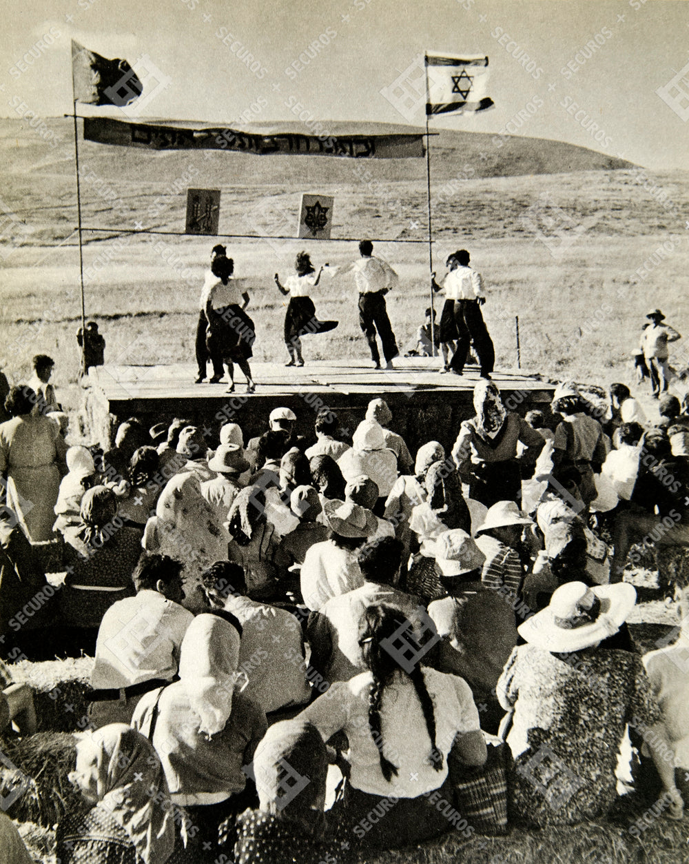 1950 Rotogravure Israel Galilee Settlement Palmach Veteran Dance Haganah XGFD4