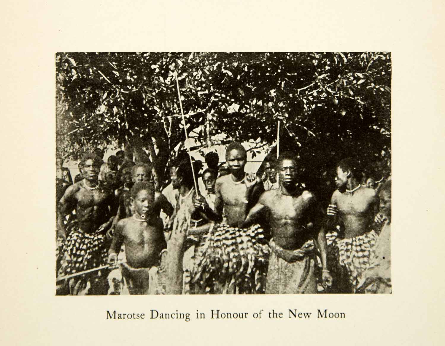 1904 Print African People Tribal Marotse Dancing New Moon Celebration XGFD5