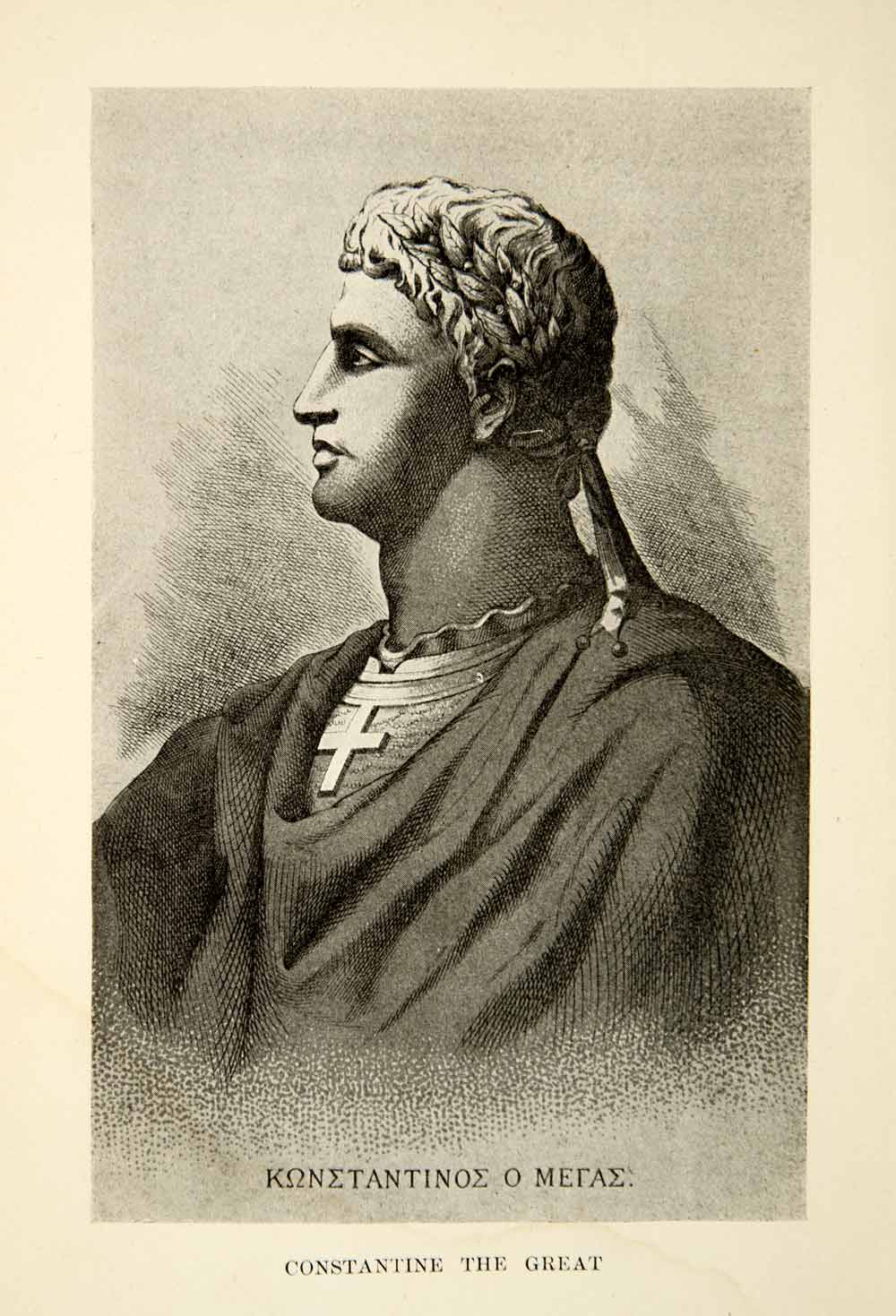 1900 Print Constantine Great Emperor Profile Famous Ruler Portrait XGFD7