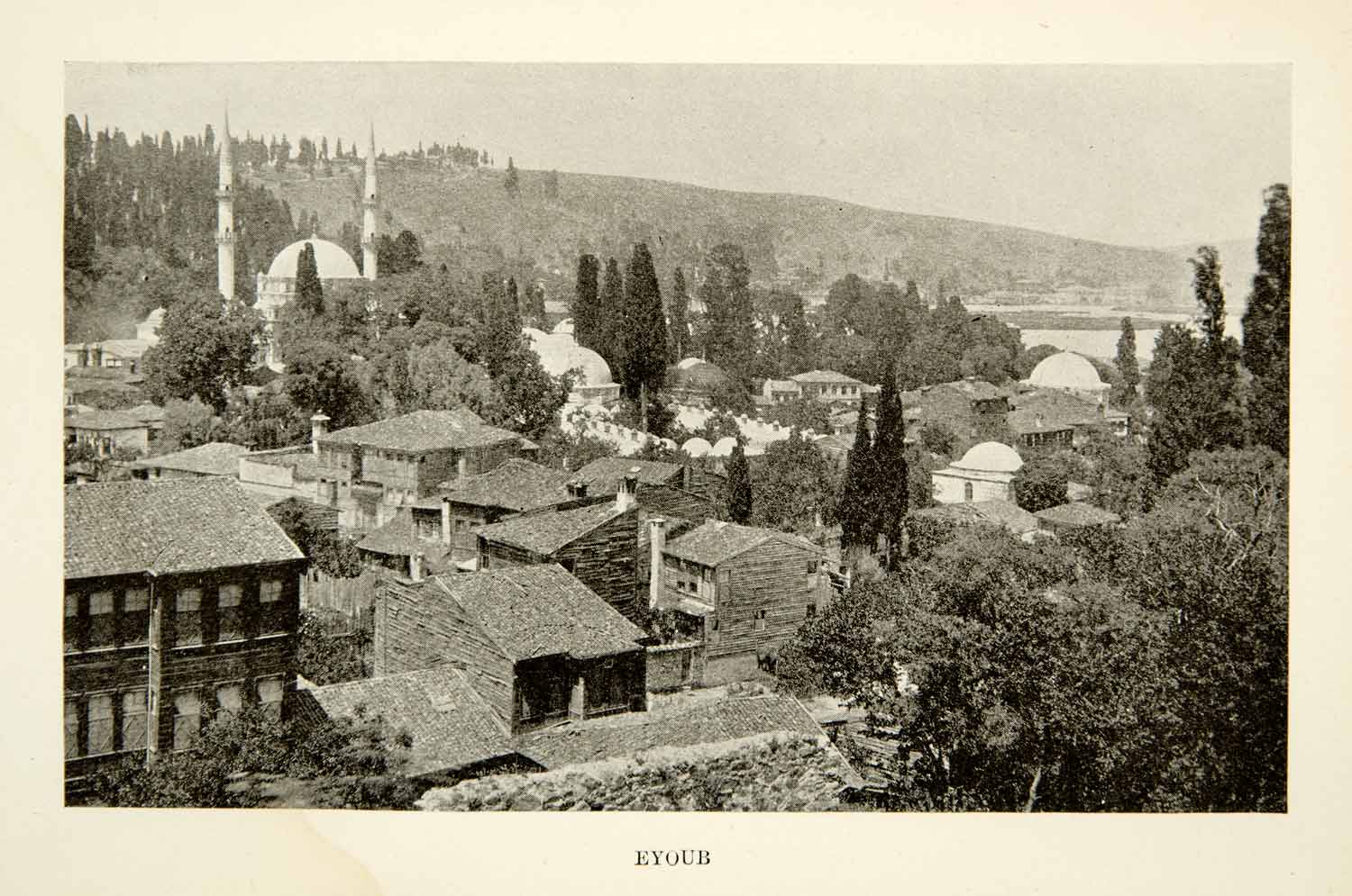 1900 Print Eyoub Mosque Cityscape Rooftops Turkey Mediterranean View XGFD7