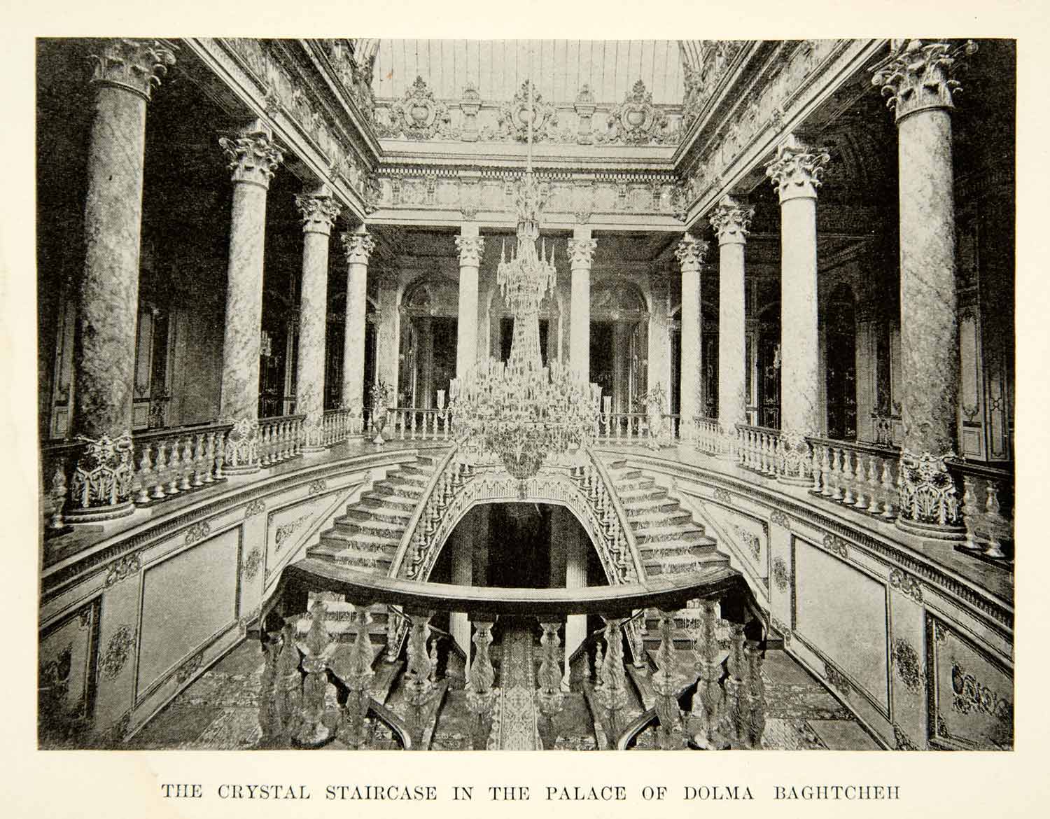 1900 Print Crystal Staircase Interior Dolma Baghtcheh Baghcheh Column XGFD7