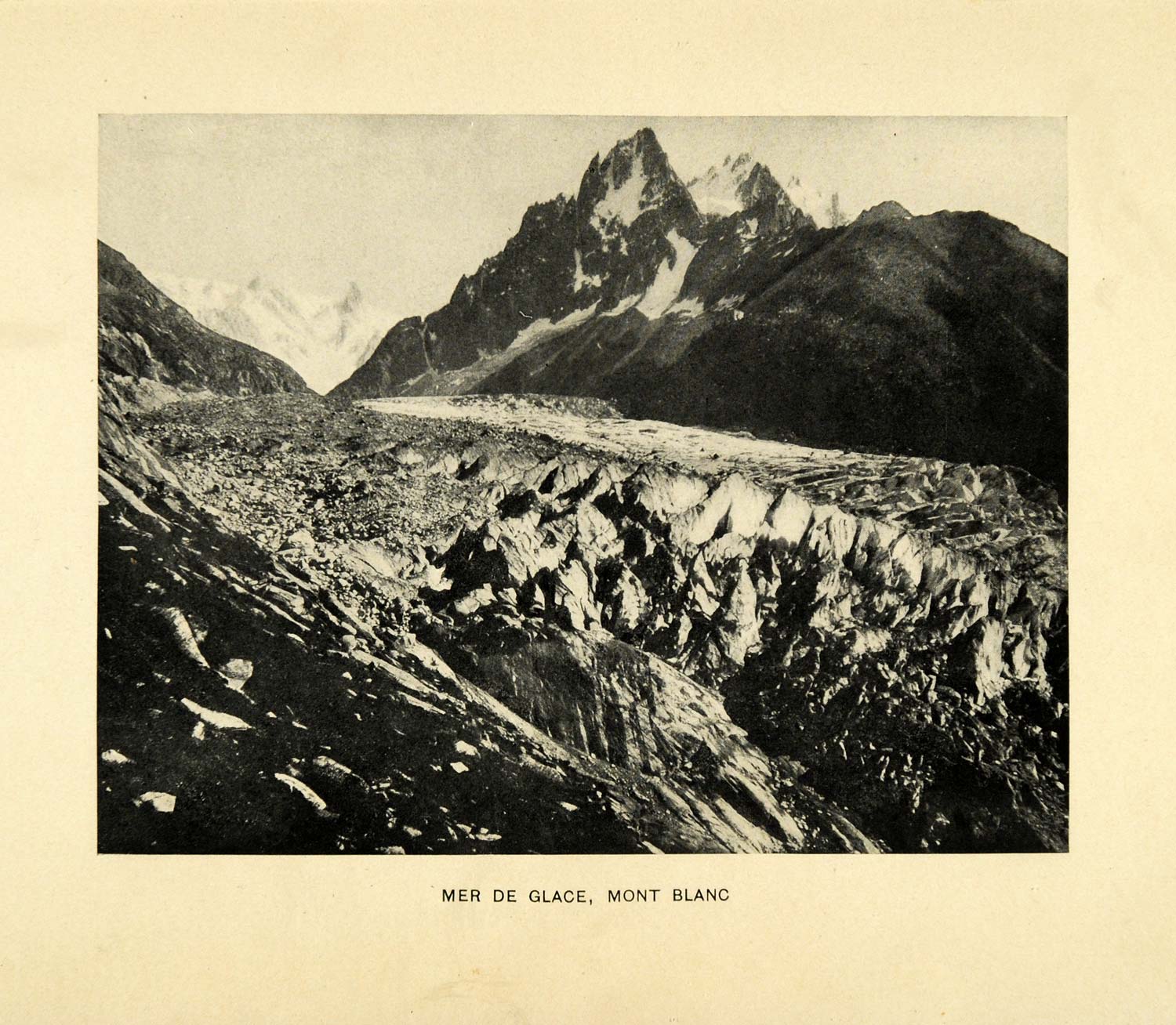 1909 Print Mer de Glace Mont Blanc France Chamonix Valley Glacier Alps XGG3