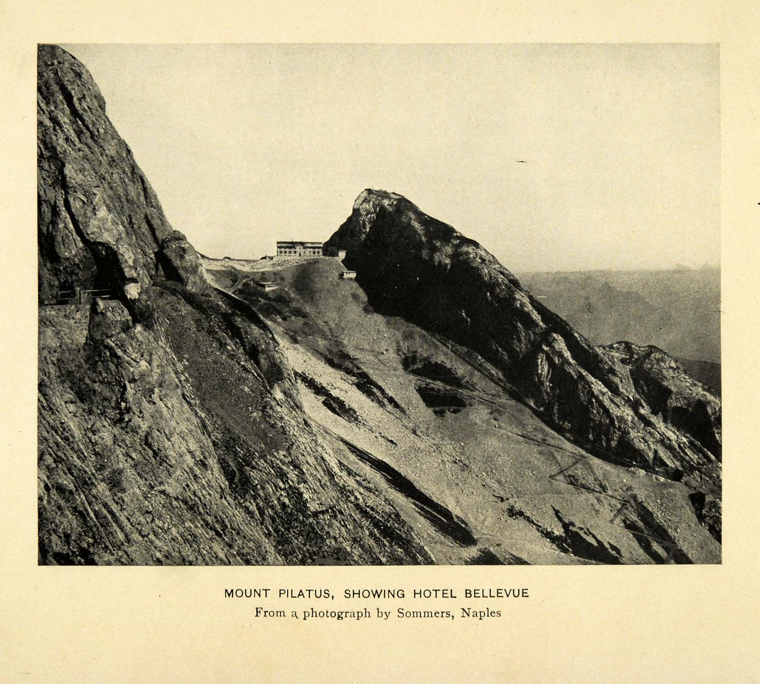 1909 Print Sommers Mount Pilatus Hotel Bellevue Mountain Tourism Travel XGG3