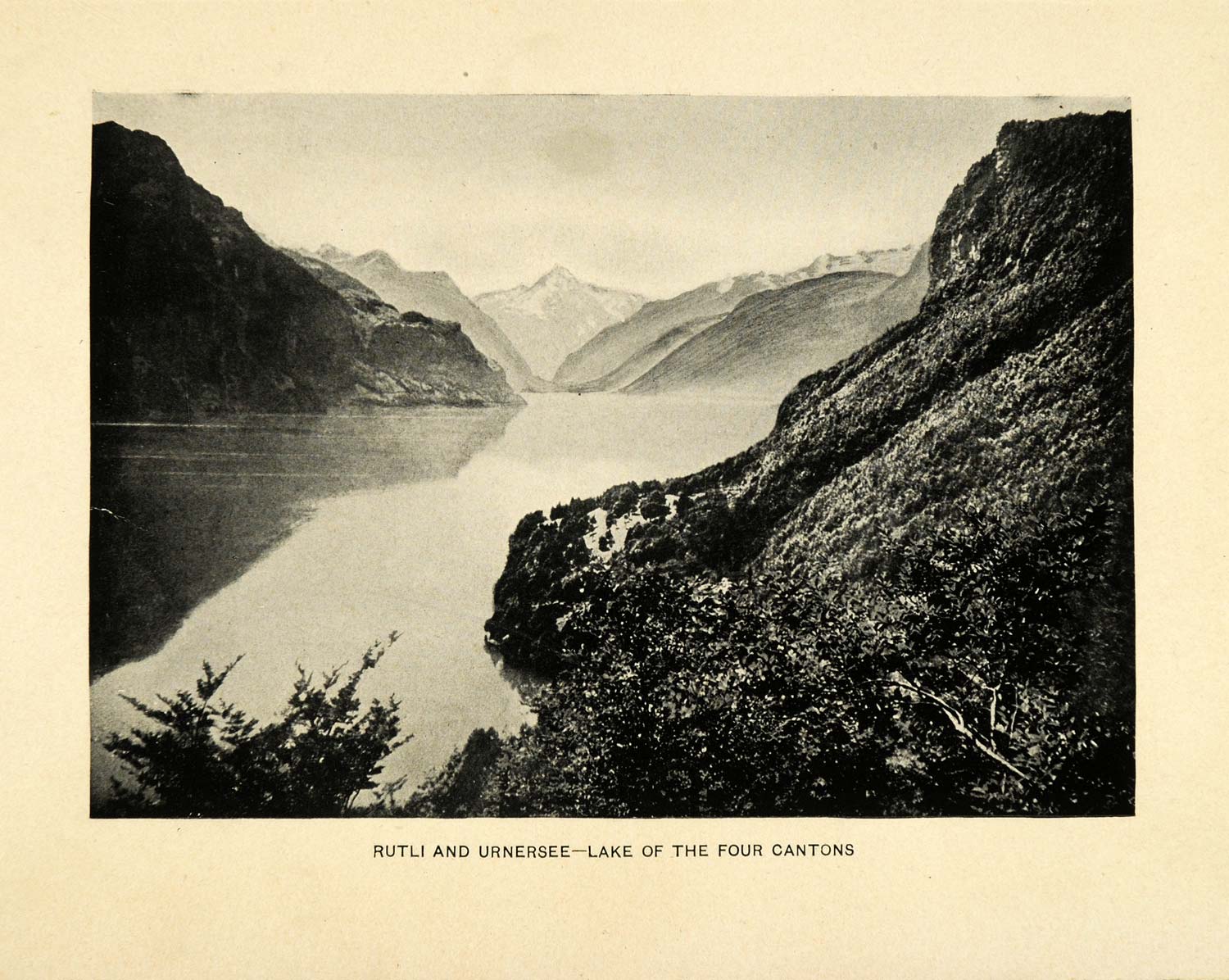1909 Print Rutli Urnersee Lake Mountain Lucerne Switzerland Uri Landscape XGG3
