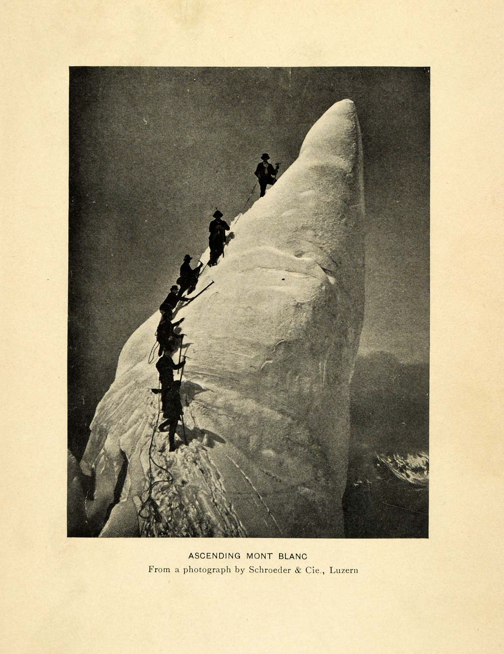1909 Print Mont Blanc Mountaineering Schroeder Cie Luzern Chamonix Alps XGG3
