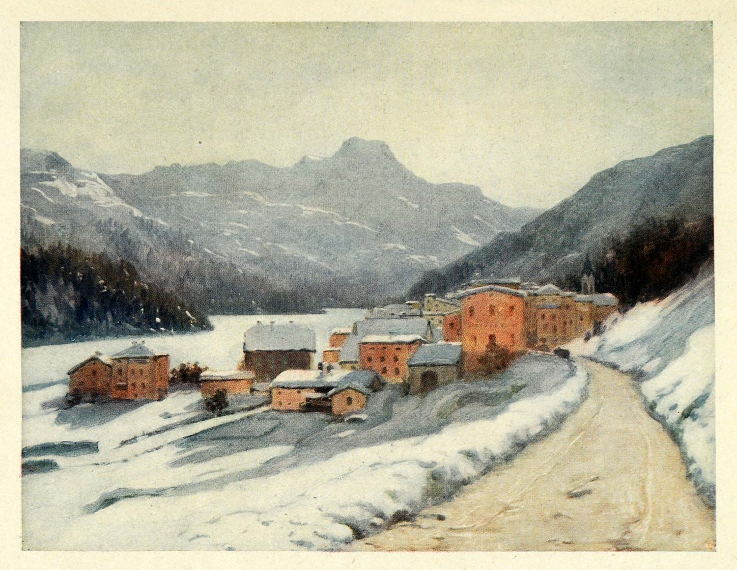 1907 Print Campfer Village Mountain Kampfer Switzerland Effie Jardine Town XGG4
