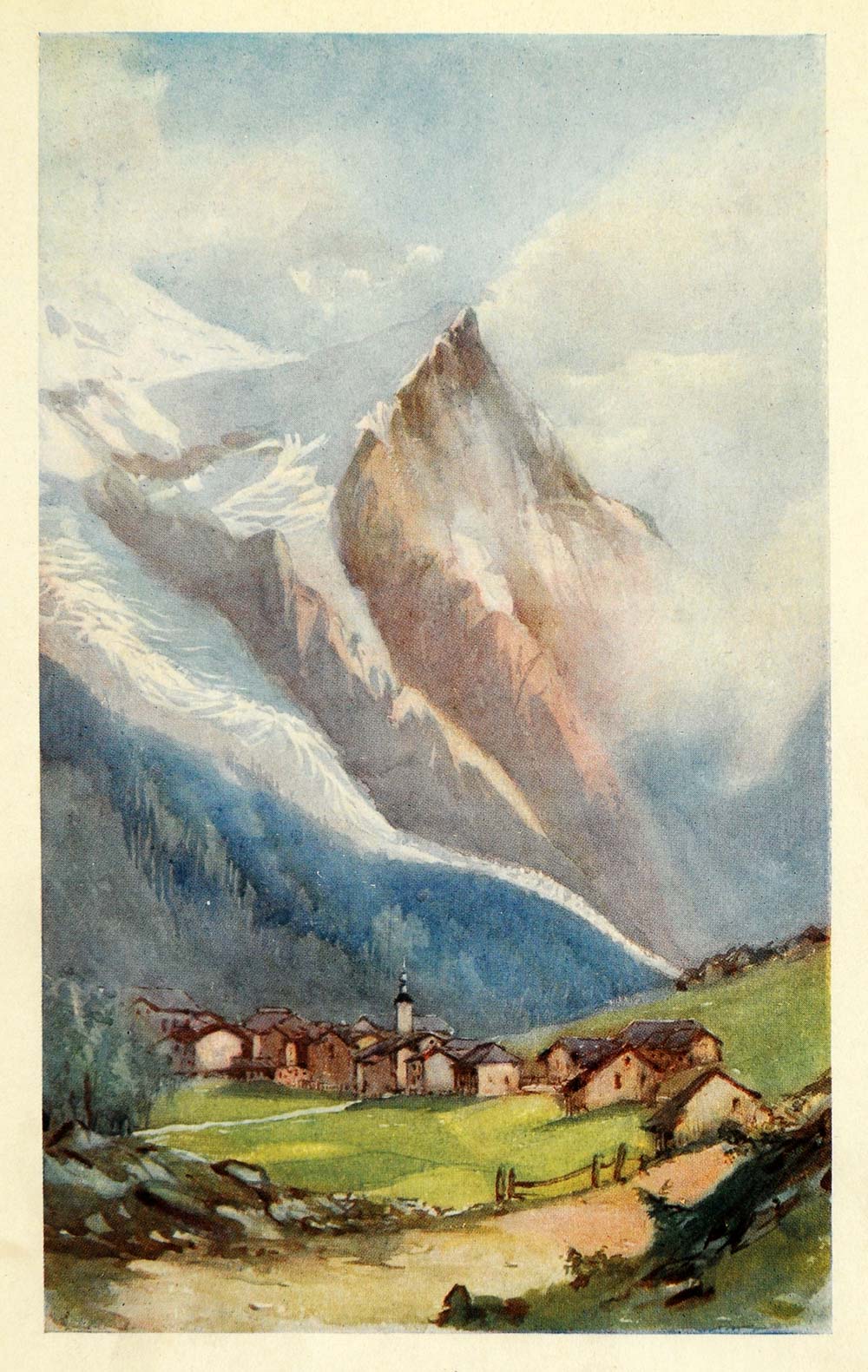 1907 Print Chamonix France Dome de Gouter Mont Blanc Peak Village Mountain XGG4