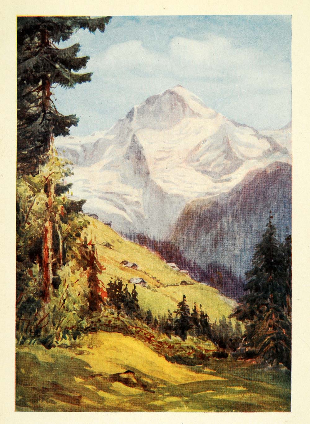1907 Print Jungfrau Saint Beatenberg Mountain Landscape Switzerland Swiss XGG4