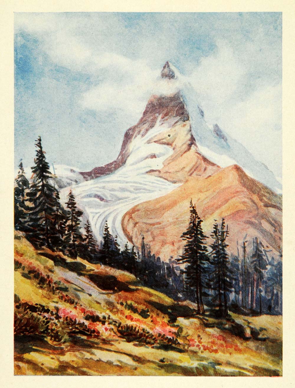 1907 Print Matterhorn Switzerland Zermat Mountain Pennine Alps Jardine Art XGG4