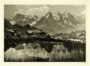 1907 Print Chamonix France Mountain Alps Summit Landscape Lake Ballance XGG4