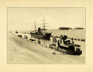 1897 Print Suez Canal Construction Ships Cairo Egypt Marine Historic Image XGG5