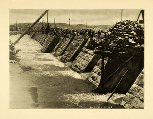 1897 Print Aswan Dam Sluice Assouan Barrage Manmade Channel Engineering XGG5