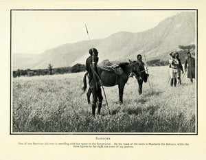 1910 Print Ethiopia Masharia Kikuyu Samburr Indigenous Natives Spear Weapon XGG9