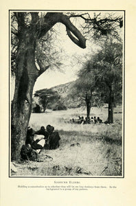 1910 Print Samburr Ethiopia Elders Donkey Consultation Porters Historic XGG9
