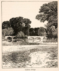 1906 Wood Engraving Godstow Bridge Berkshire England Oxford River Thames XGGA1