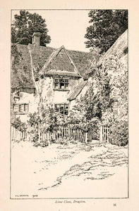 1906 Wood Engraving Lime Close Market Drayton Shropshire Tern Hales House XGGA1
