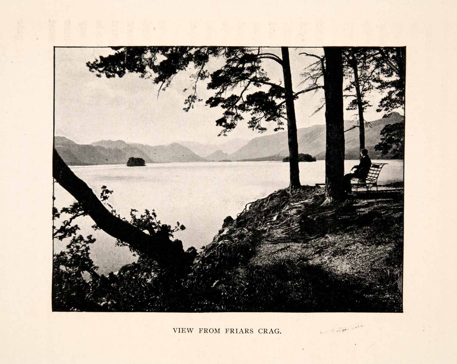 1901 Halftone Print Friars Crag Keswick England Lake Poets Ruskin XGGA4