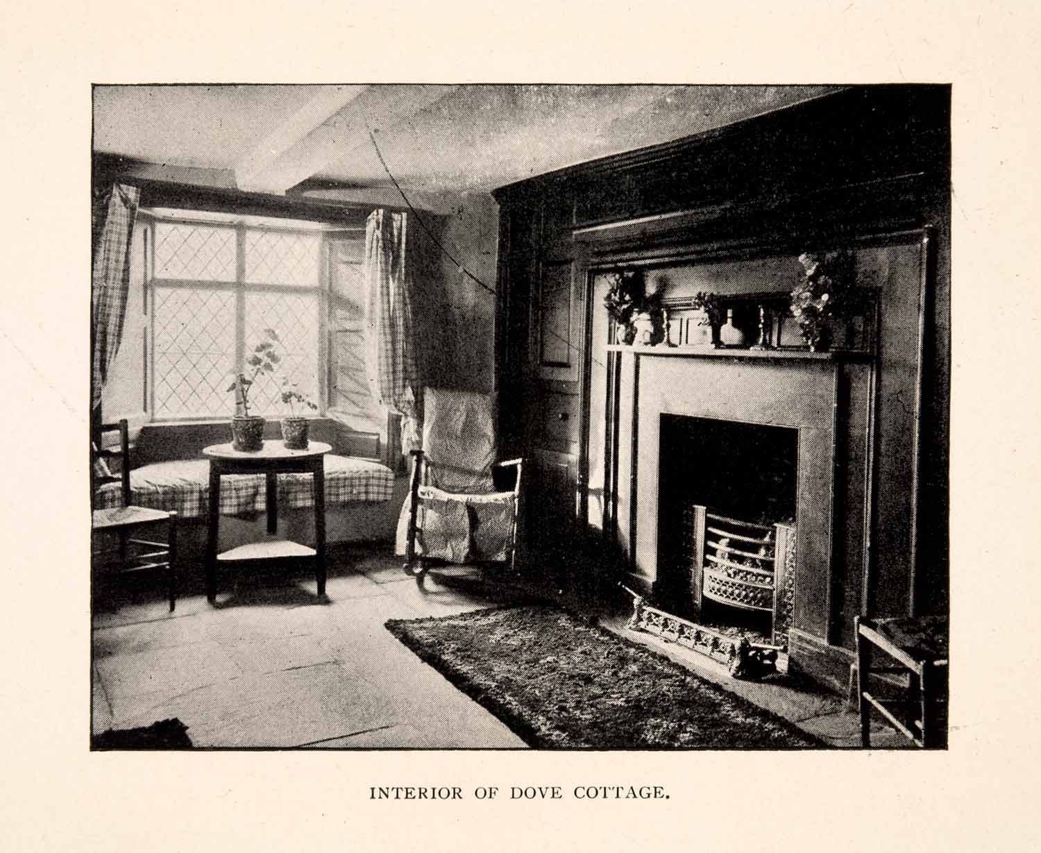 1901 Halftone Print Dove Cottage Interior Grasmere English Lake Poets XGGA4