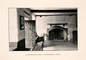1901 Halftone Print Hawkshead Grammar School Cumbria Wordsworth Lake XGGA4