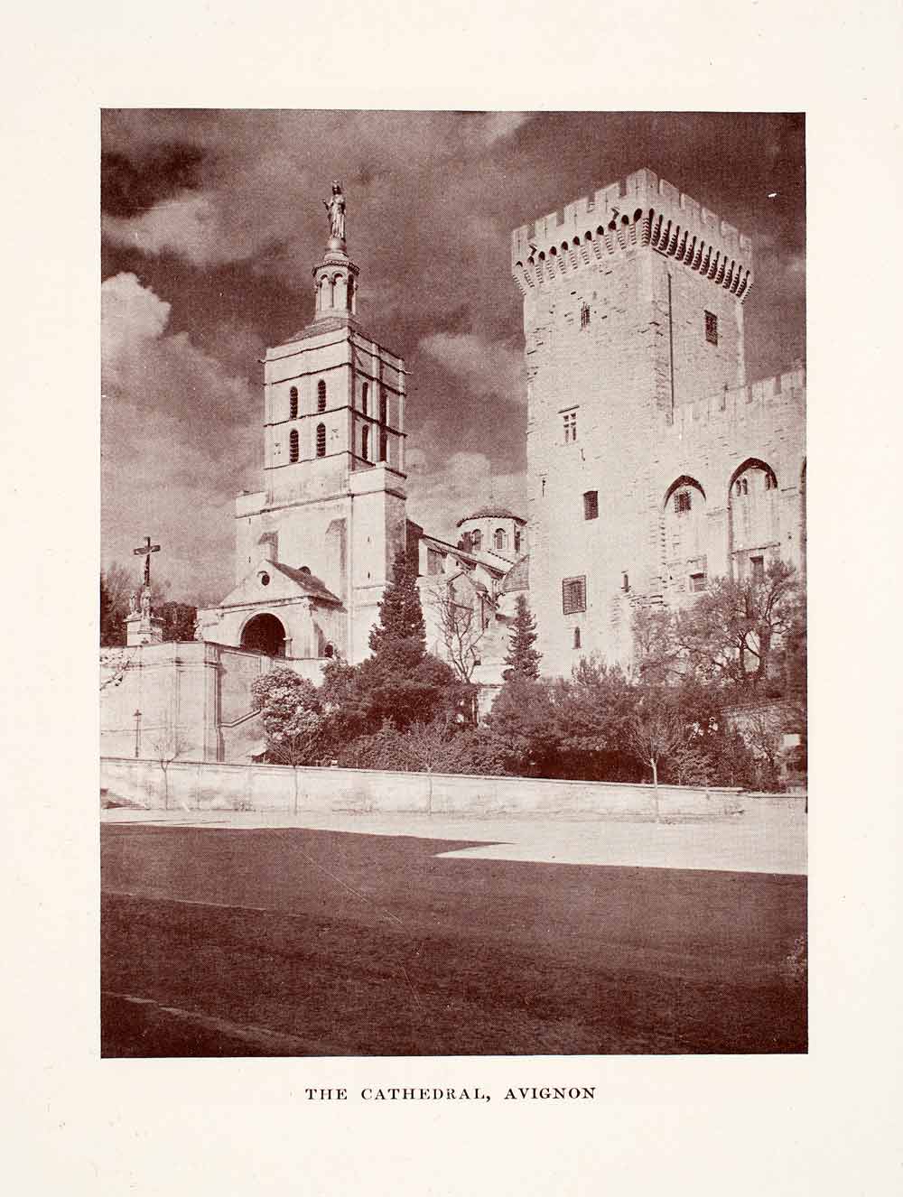 1920 Print Cathedral Avignon Romanesque Schism Landmark UNESCO Heritage XGGA5