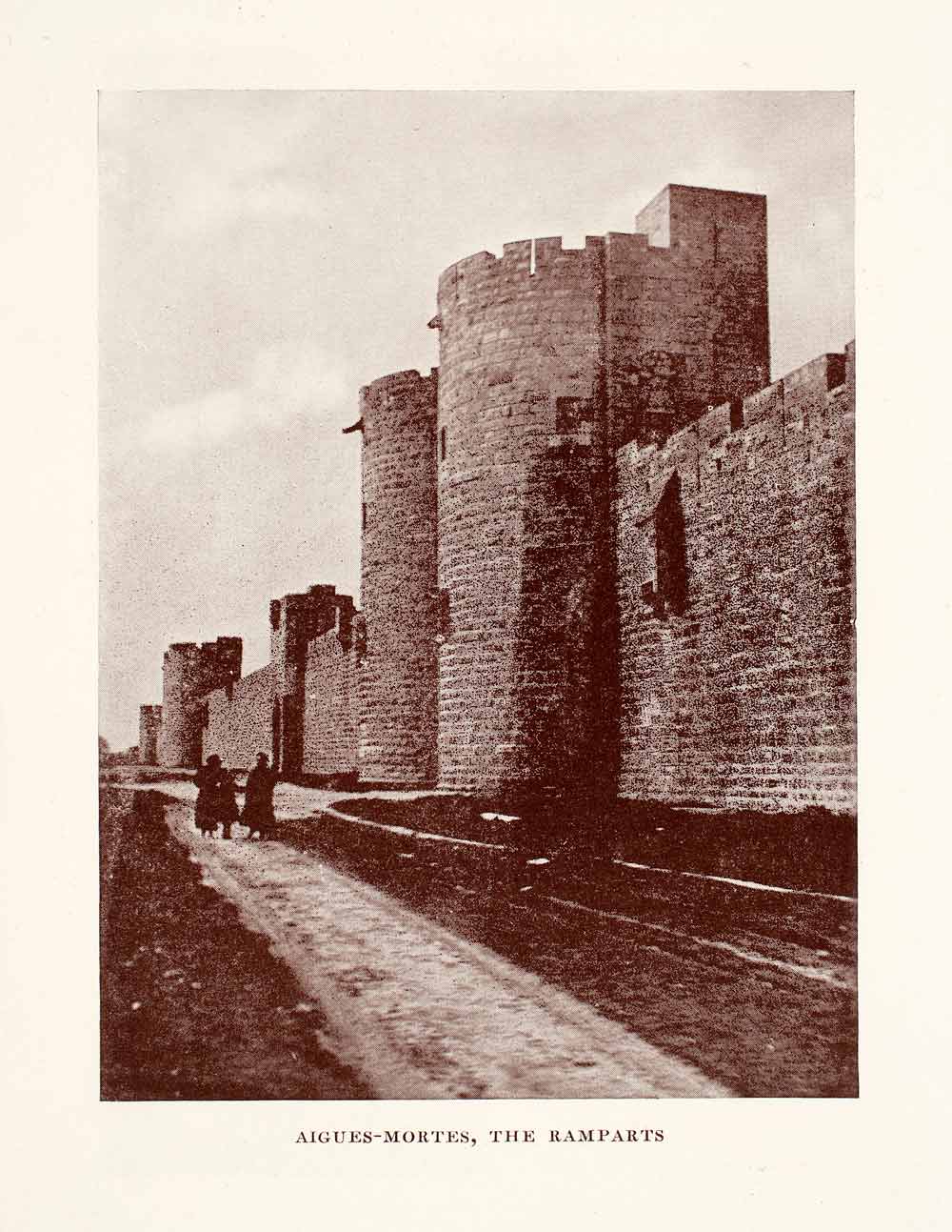 1920 Print Rampart Aigues-Mortes Gard Medieval Middle Ages Tower Wall XGGA5