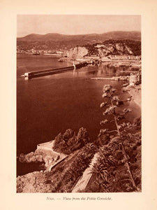 1924 Photogravure Nice France Mediterranean Sea Coast Harbor Cote D'azur XGGA6