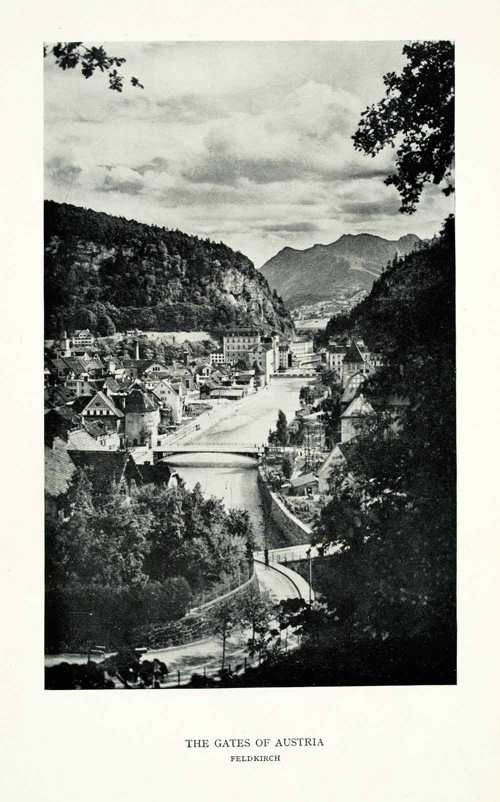 1928 Print Gates Austria Waterway Bridges Tower Cityscape Landscape XGGA7