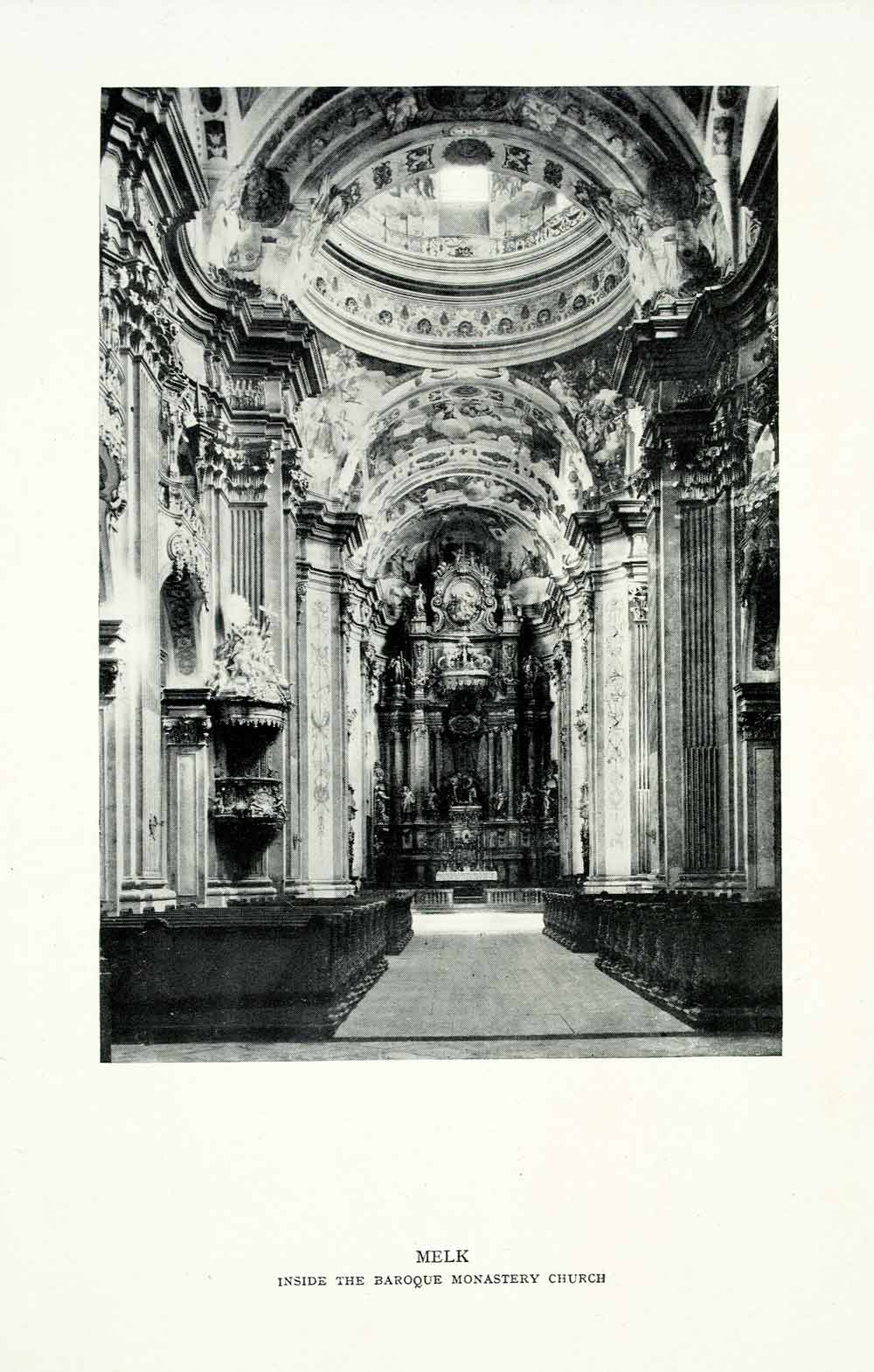 1928 Print Melk Inside Baroque Monastery Church Religion Architecture XGGA7