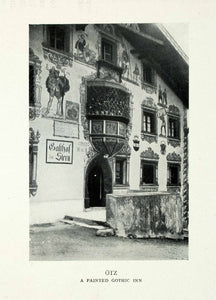 1928 Print Painted Gothic Inn Otz Austria Architecture Hotel Holiday XGGA7